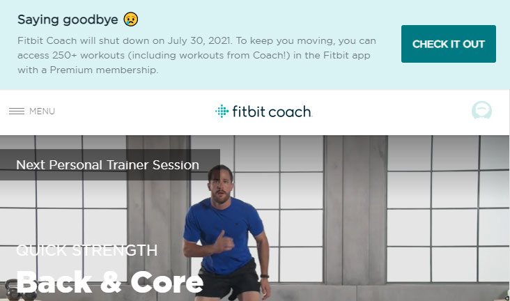 Fitbit Coach saying goodbye