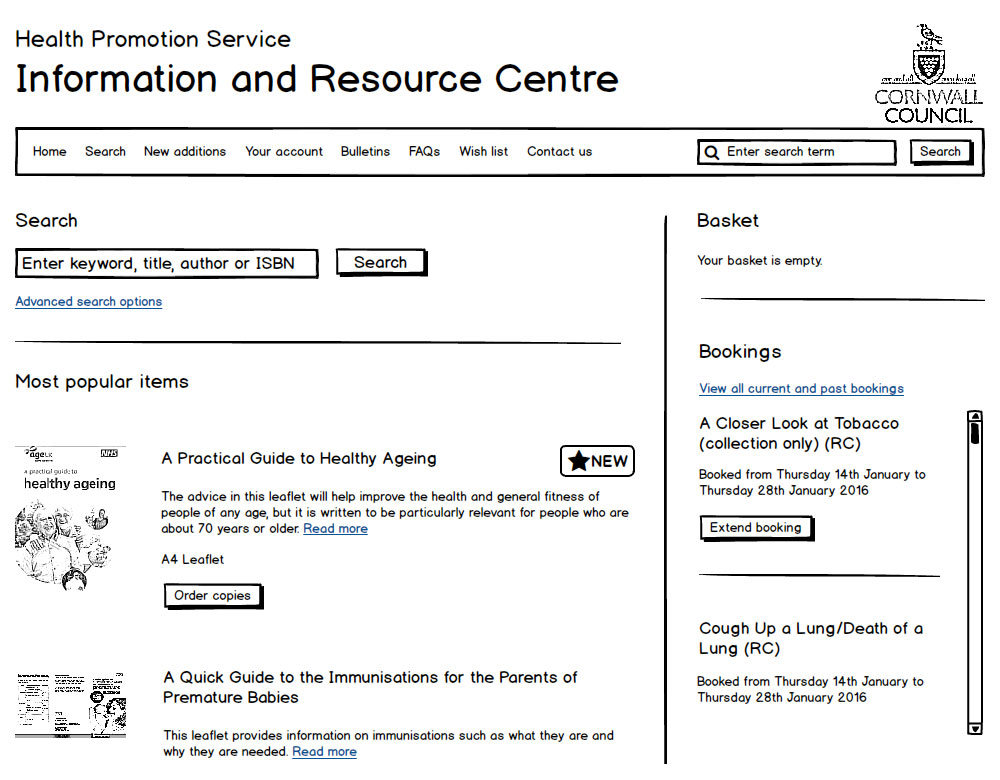 Balsamiq wireframe example